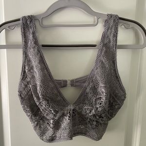 Large gray lace bralette